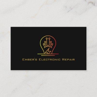 Bold Simple Electronic Repair Black Neon Bulb Logo