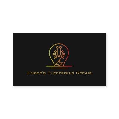 Bold Simple Electronic Repair Black Neon Bulb Logo