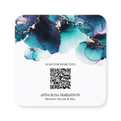 *~* BOLD TEAL  QR CODE Yummy  Gold Bold AP29 Square