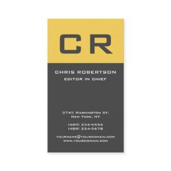 Bold Text Monogram Grey Yellow Modern Minimalist