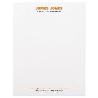 Bold Text Orange White Stylish Modern Professional Letterhead