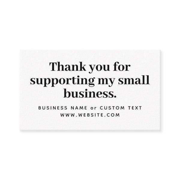 Bold Thank You For Supporting My Small Business Enclosure Card