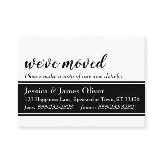 Bold We've Moved Card, White with Black Strip