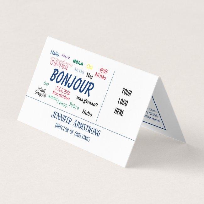 Bonjour Hello World Travel Languages Colorful Name