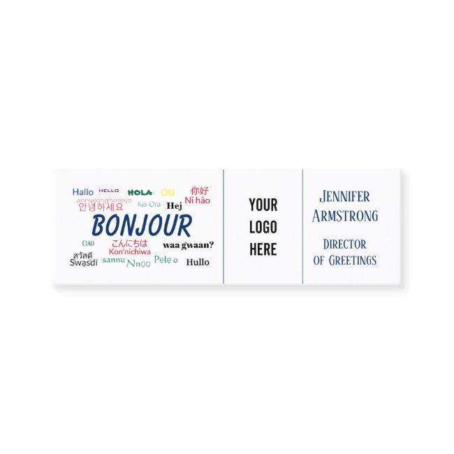 Bonjour Hello World Travel Languages Colorful Name Mini