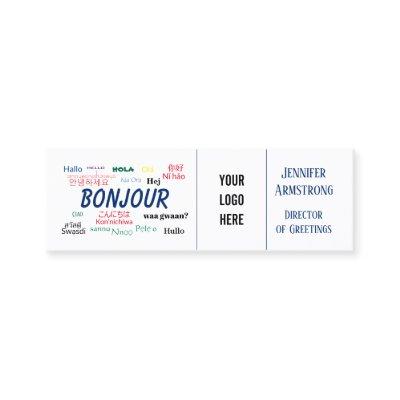 Bonjour Hello World Travel Languages Colorful Name Mini