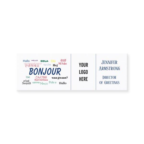 Bonjour Hello World Travel Languages Colorful Name Mini