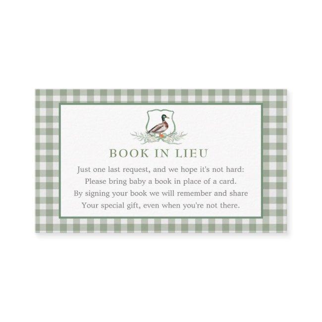Book In Lieu Cards, Duck Book Card
