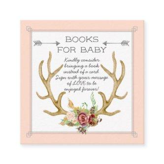 Books for Baby Ticket Boho Deer Antler Blush Roses