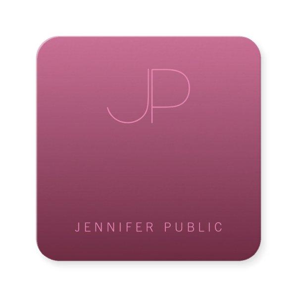 Bordeaux Color Template Modern Monogram Elegant Square