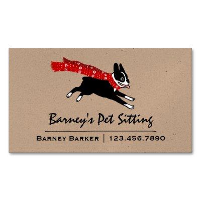 Boston Terrier Wearing Red Winter Scarf  Magnet