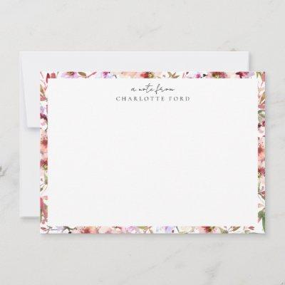 Botanical Blush Pink Cherry Blossoms Floral Frame Note Card
