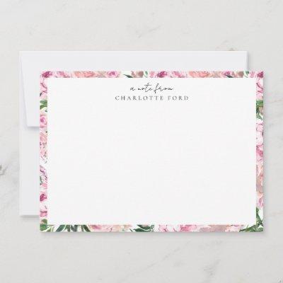 Botanical Blush Pink Peony Greenery Floral Frame Note Card