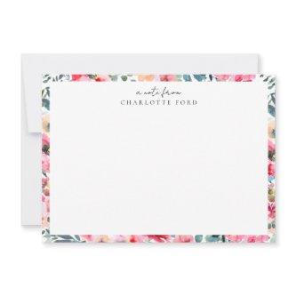 Botanical Blush Pink Rose Greenery Floral Frame Note Card