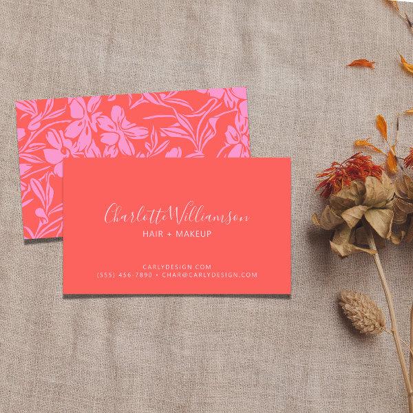Botanical Floral Boho Art in Pink Red Personalized