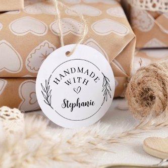 Botanical Hand-drawn Handmade with Love Round Self-inking Stamp
