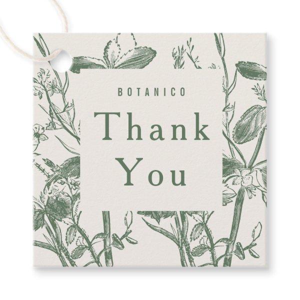 Botanical Sage Cream Floral Modern Thank You Favor Favor Tags