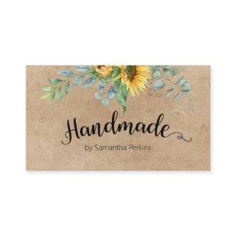 Botanical Sunflower Calligraphy Rustic Handmade