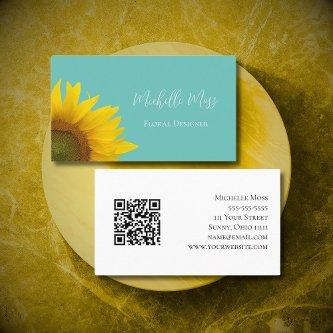 Botanical Sunflower QR code Whimsical Boho