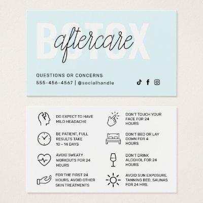 Botox Filler Injection Aftercare Instruction Card