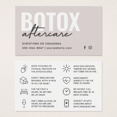 Botox Filler Injection Aftercare Instruction Card