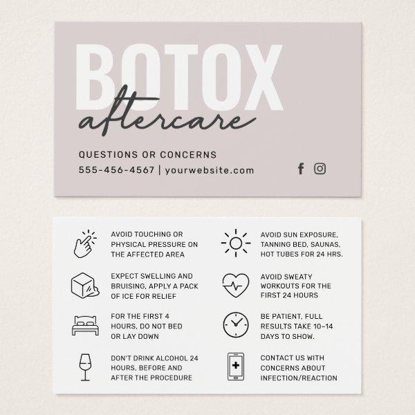 Botox Filler Injection Aftercare Instruction Card