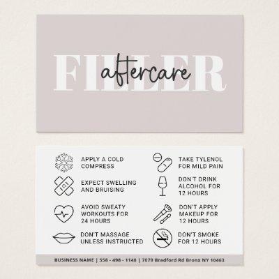 Botox Filler Injection Aftercare Instruction Card