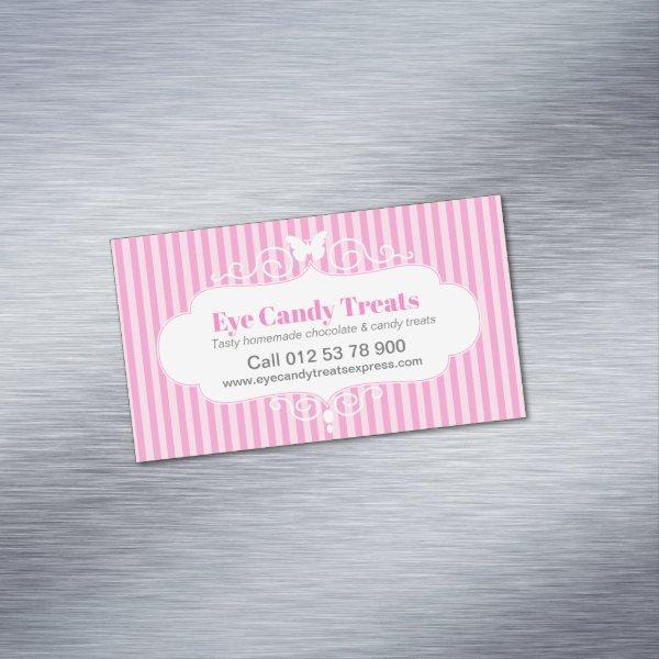 Boutique shop candy pink stripe contact reminder  magnet