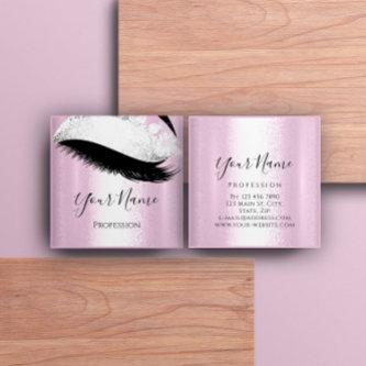 Boutique  Silver. Gray Lashes Extension Pink Girly Square
