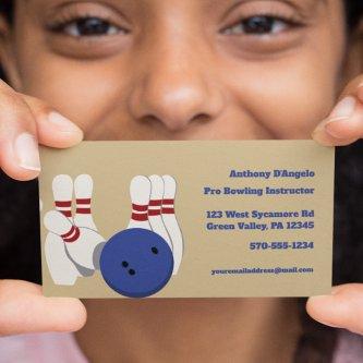 Bowling Instructor, Bowling Alley Custom Calling Card