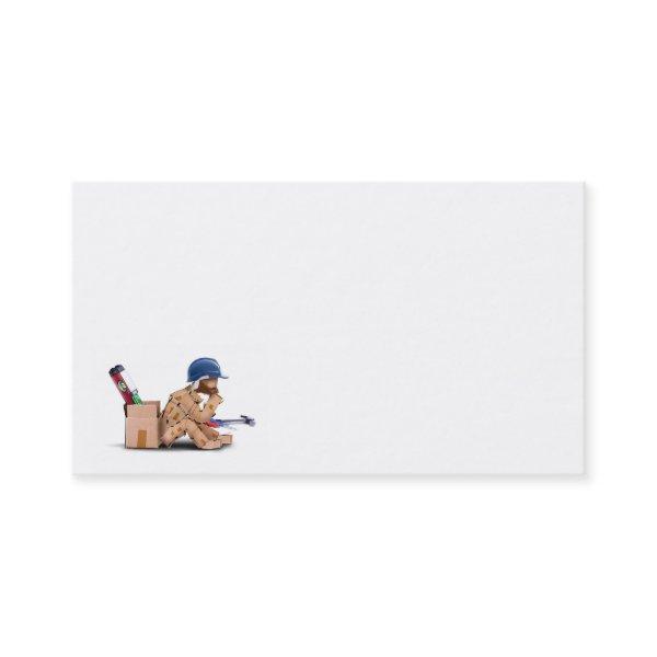 Box character handyman character sat thinking