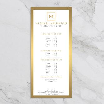 BOX LOGO with YOUR INITIAL/MONOGRAM in Faux Gold Rack Card