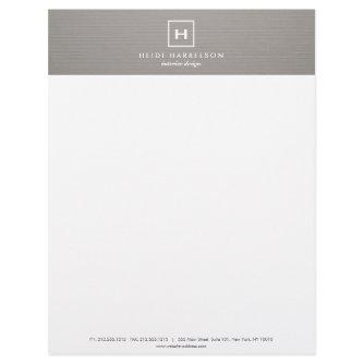 BOX LOGO with YOUR INITIAL/MONOGRAM on GRAY LINEN Letterhead