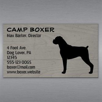 Boxer Dog Silhouette with Natural Ears Faux Wood  Magnet