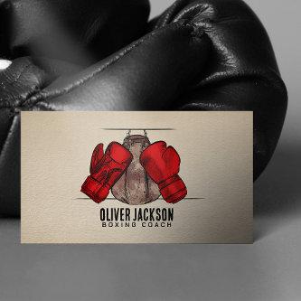 Boxing coach Gloves and bag drawing