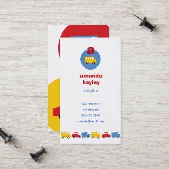 Boys Toys Fun Cute Retro Transport Yellow Bus Kid Calling Card