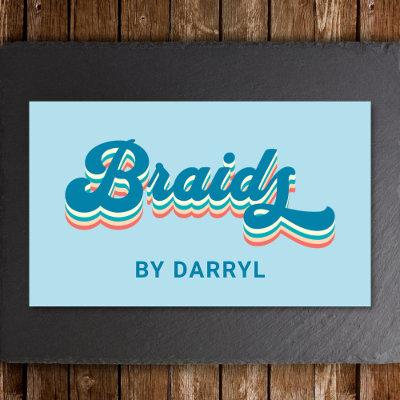 Braids Braiding Braider Groovy Retro Blue