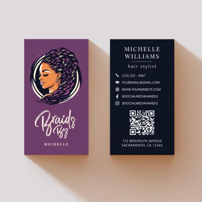 Braids Hair Stylist Modern QR Code