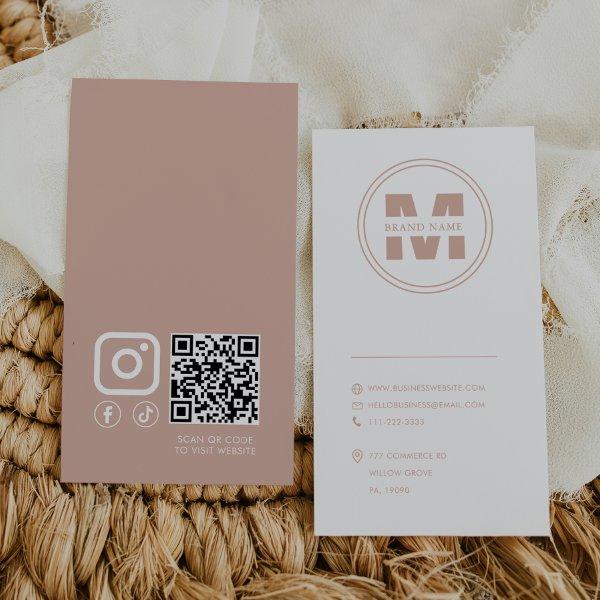 Brand Name Monogram Blush and White Qr Code