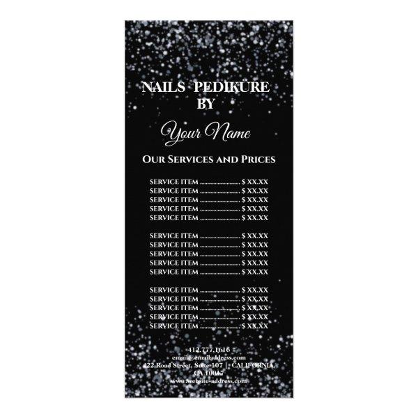 Branding-Preisliste Nails Schwarz-weiß Werbekarte Rack Card