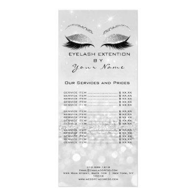 Branding Price List Lashes Extension Gray Silver2 Rack Card