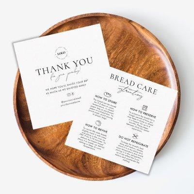 Bread Care Instructions Custom Logo Thank You Square