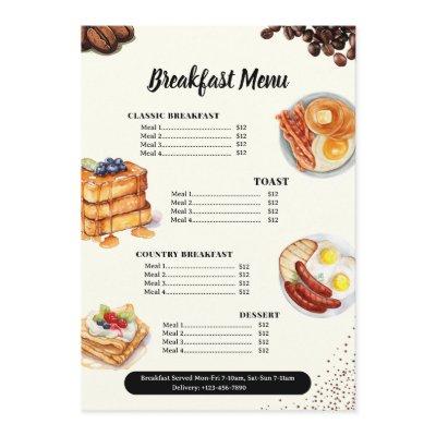 Breakfast Menu, Restaurant Menu, Cafe Marketing  Menu