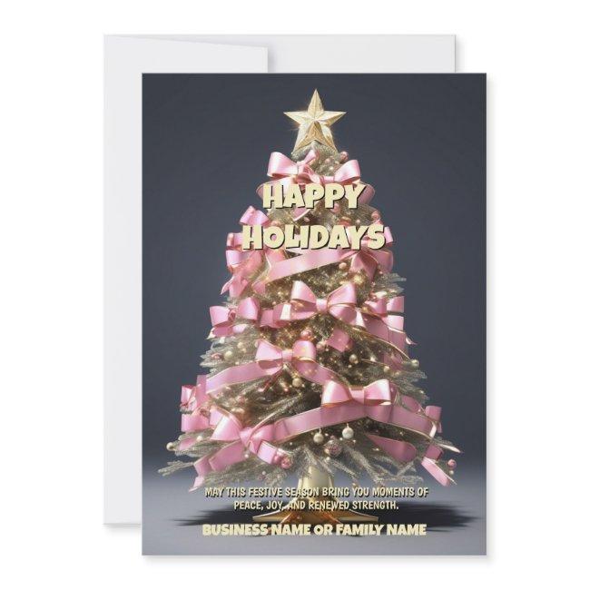 Breast cancer Christmas tree pink ribbon oncology Holiday Card