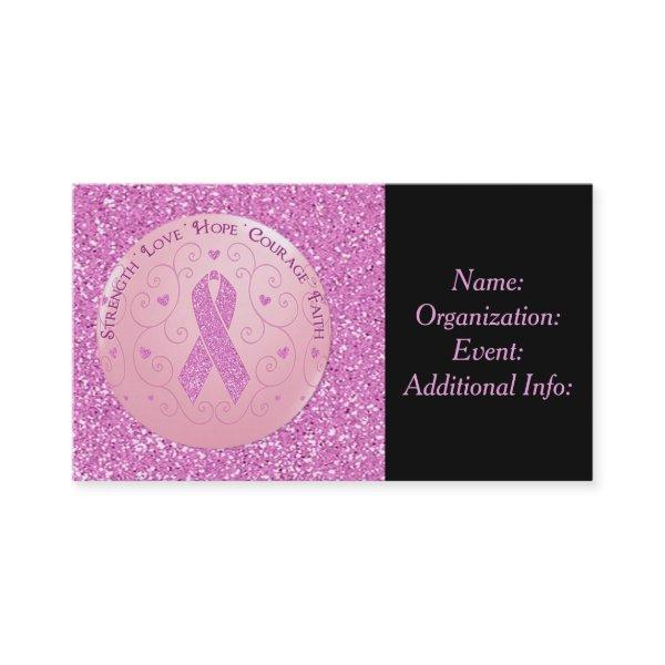 Breast Cancer Pink Ribbon Glitter