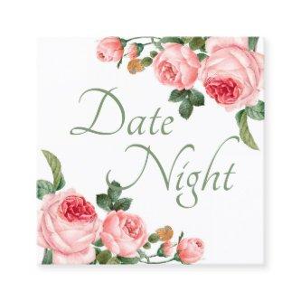 Bridal Shower Date Night Card Blushing Pink Rose