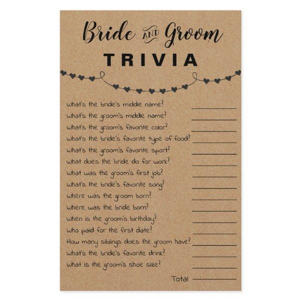 Bridal Shower Game Bride & Groom Trivia Card Flyer