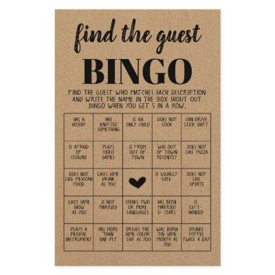 Bridal Shower Game Find the Guest Bingo Card Flyer