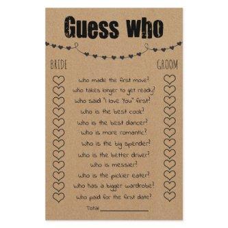 Bridal Shower Game Guess Who Card Flyer