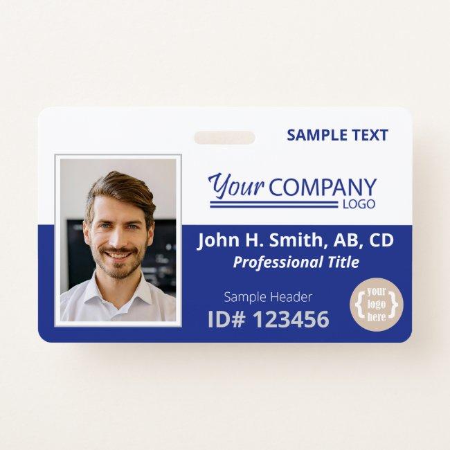 Bright Blue Logo Entry Employee Photo ID Badge